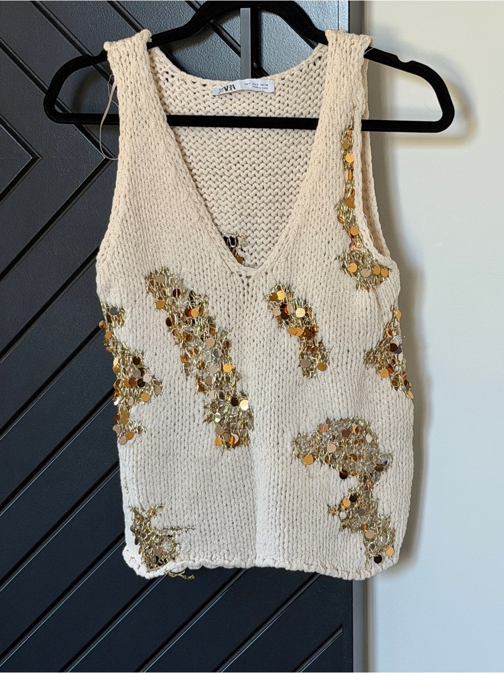 Zara sequined open knit tank top. Size S. Excellent condition!